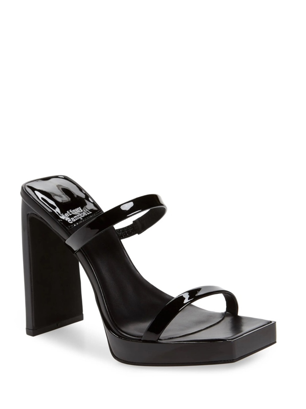 Black Patent Double-Strap High Heel Mule
